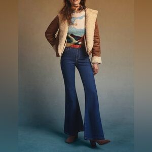 Anthropologie Pilcro and the Letterpress Dark Blue High-Rise Flare Jeans size 29